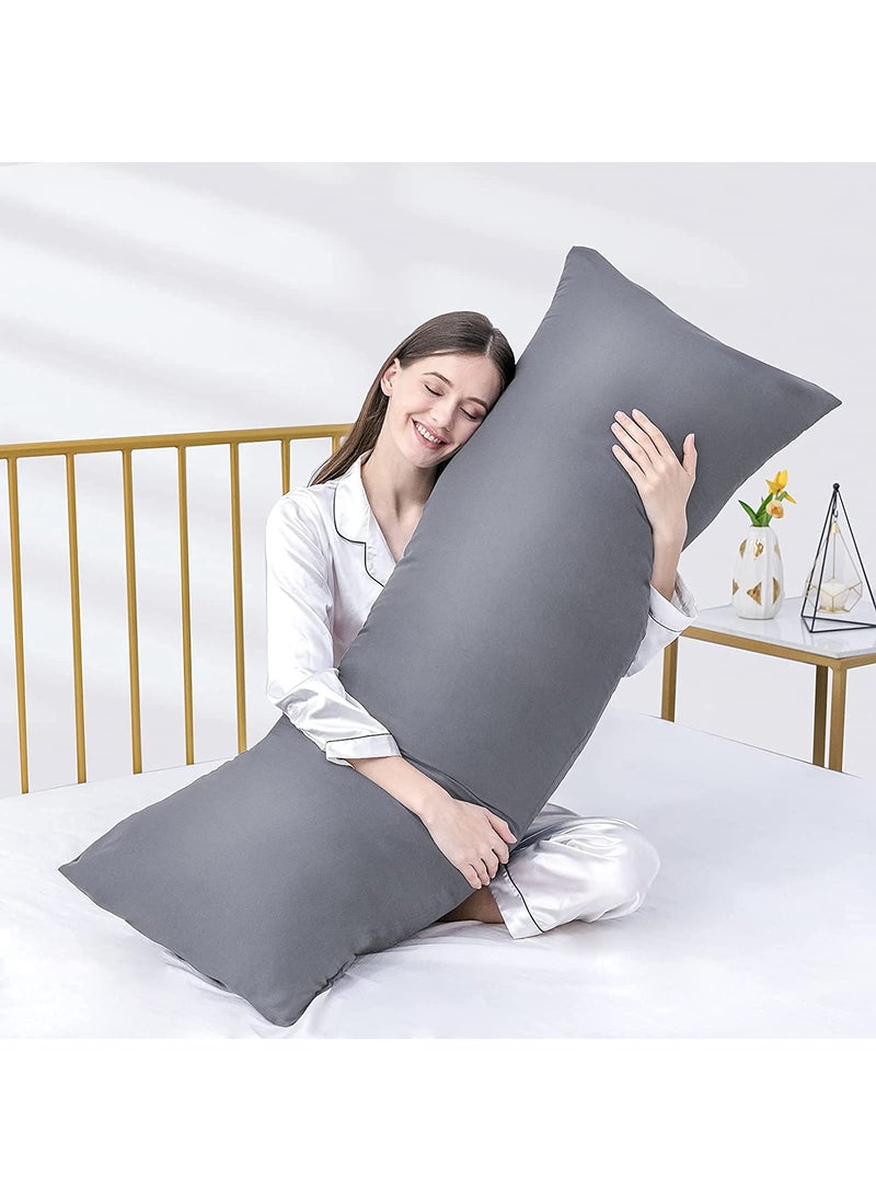 ATOOTFUSION Luxury Full Body Pillow Insert with Fiber Cover Ultra Soft Body Pillow for Sleeping Breathable Long Bed Pillow Insert 20x54 Grey
