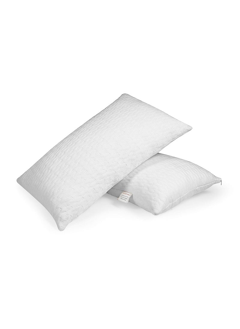 Tishnagi Designer 2 Pieces 400 GSM Breathable Fabric Soft Fluffy Sleeping Pillows 17 x 27 4318 cm x 6858 cm White