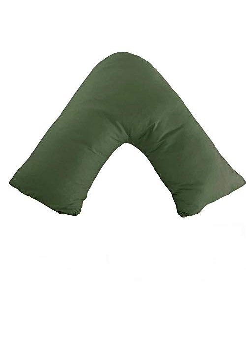 Moms Moon V Shaped Pillow for SideBackStomach Sleeper Pain Relife Pillow Dark Green
