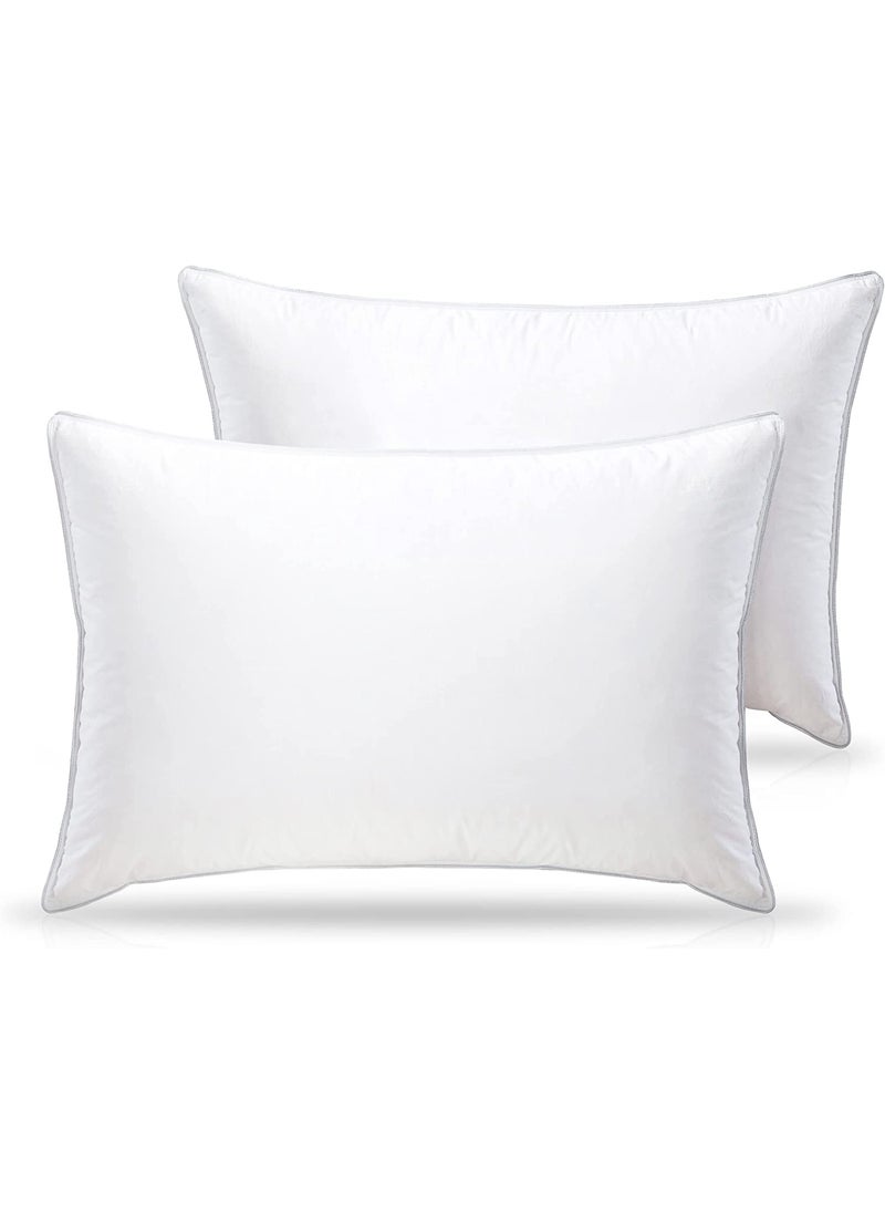 Rishu Linen 100 Pure Duck Down Pillows Inserts Fluffy Soft Pillow Sets with Complimentary Pillow Cover Premium for Sleeping White King Size 20x36 Pack of 2