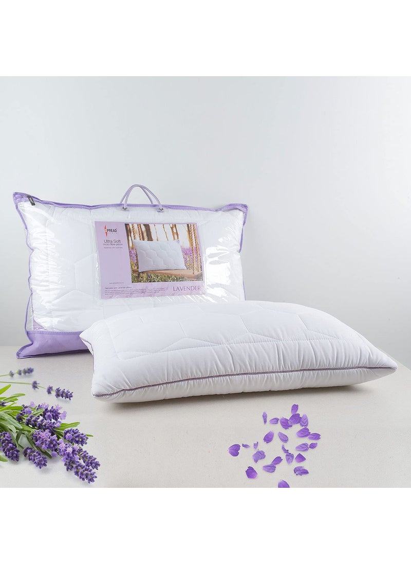 SPREAD SPAIN Lavender Suede Fabric Pillow with Micro Fiber Filling Pillow Perfect for Side Sleepers Back and Stomach Sleepers 45 x 68 cm White Pack of 2