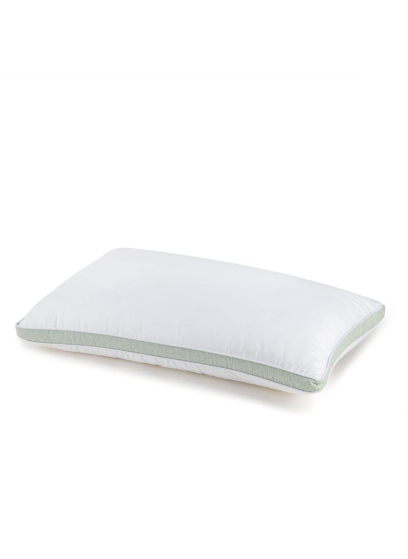 Spread Spain Microfiber Aloe Vera Gel Pillow Big Size Comfortable AntiBacterial and AntiAllergic Sleeping Pillow for Sensitive Skin Super Soft President White Green