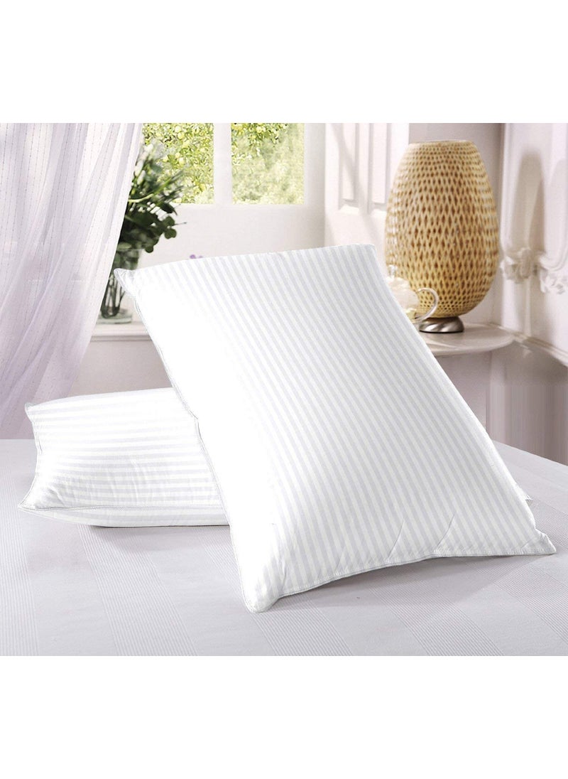 CUSTOMARY Polyester Fiber Soft Breathable Cotton Sleeping PillowBed Pillow Set of 2 17 x 24 Inches