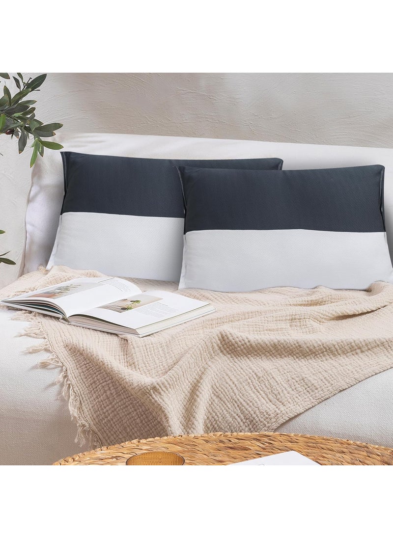 JDX Ultra Soft Microfiber Sleeping Pillow for Bedroom Pack of 2 16x24 inches or 40x60 Cm B0BRKXBFTD White and Grey