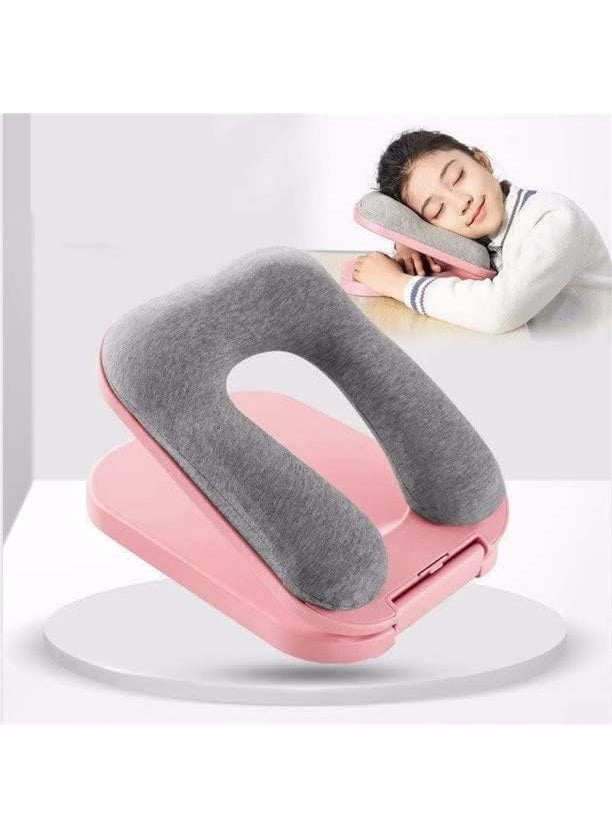 WENGTY Foldable Sleeping Pillow Portable U Shaped Soft Pillow for OfficeSchoolLibraryOutdoor Head Desk Cushion for Kids Nap Pillow for Travel 1pcsMulticolor