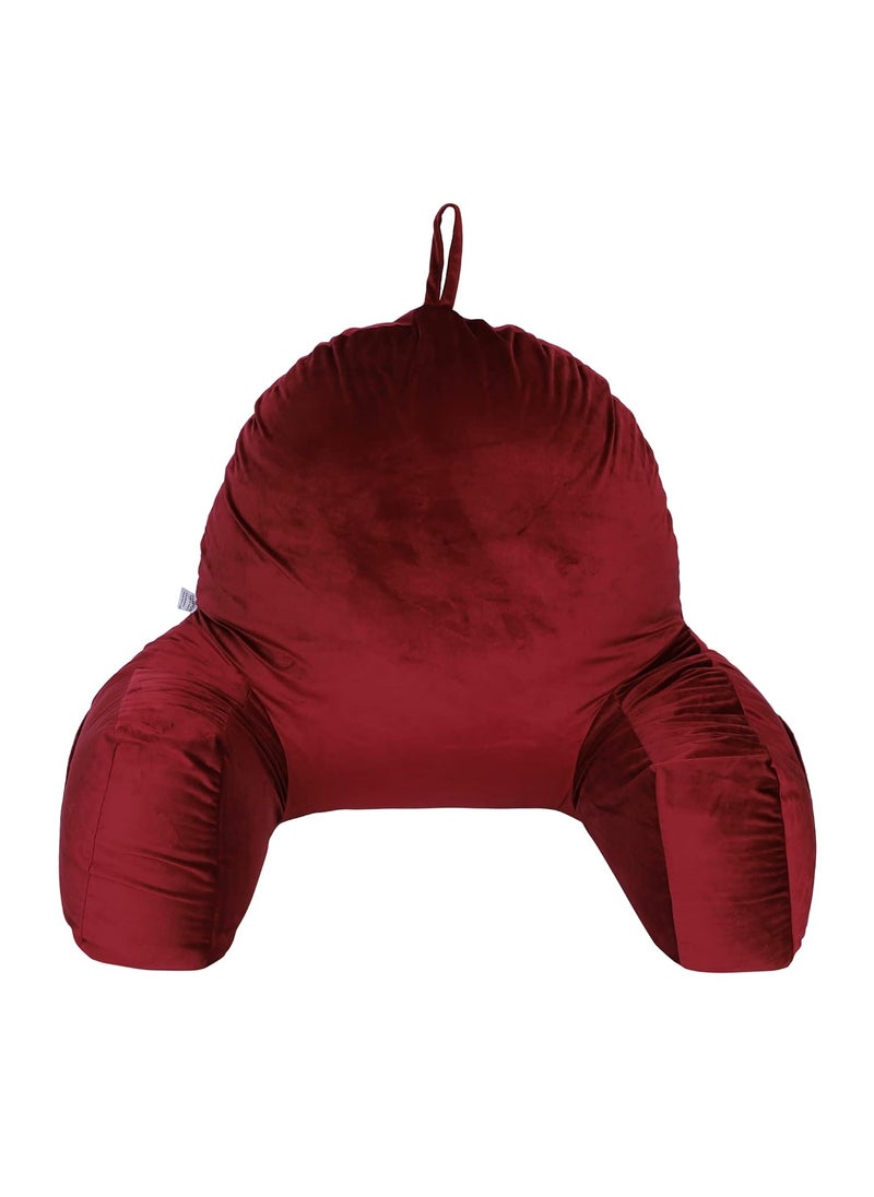 Flipon Bearust Back Supprot Pillow Soft Velvet Outer Cover with Inner Cover and Zipper Watching TvWorkingGaming Red Large Size