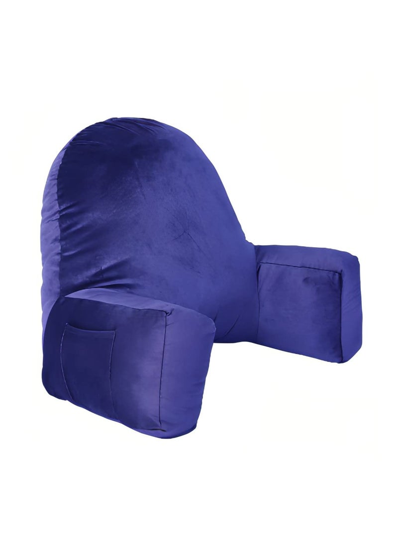 Flipon Bearust Back Supprot Pillow Soft Velvet Outer Cover with Inner Cover and Zipper Watching TvWorkingGaming Large Size Blue