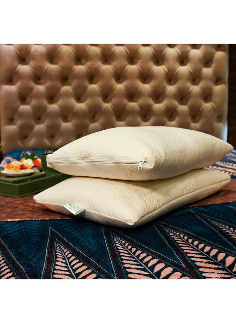 ORGANIC SLEEP Shredded Natural Pillow 100 Natural Latex Size 24x16Inch Thickness 6 Density 45 Pincore Technology Bounce Back Property Breathable Pack of 2 with Cotton Cover