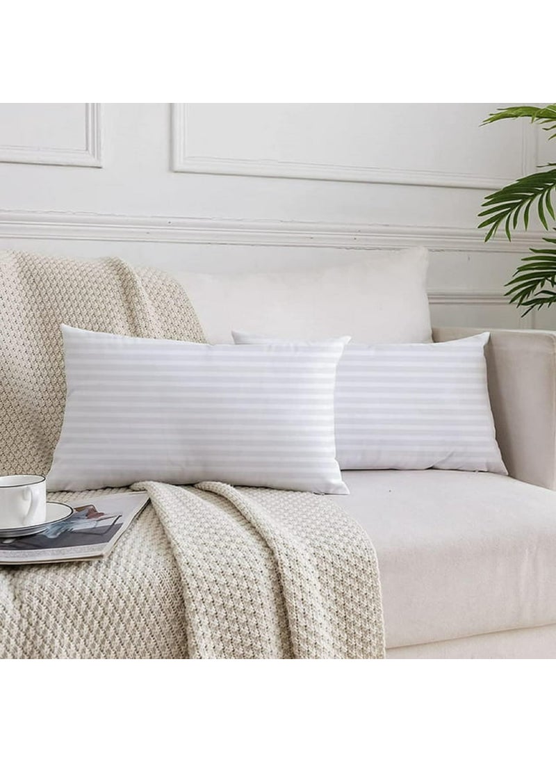 Perfect Sleeper Premium Set of 2 12x18 Inch Polyester Fiber Rectangular Pillows Soft Microfiber Fill Lumbar Cushion for Sofa Bed or Chair White