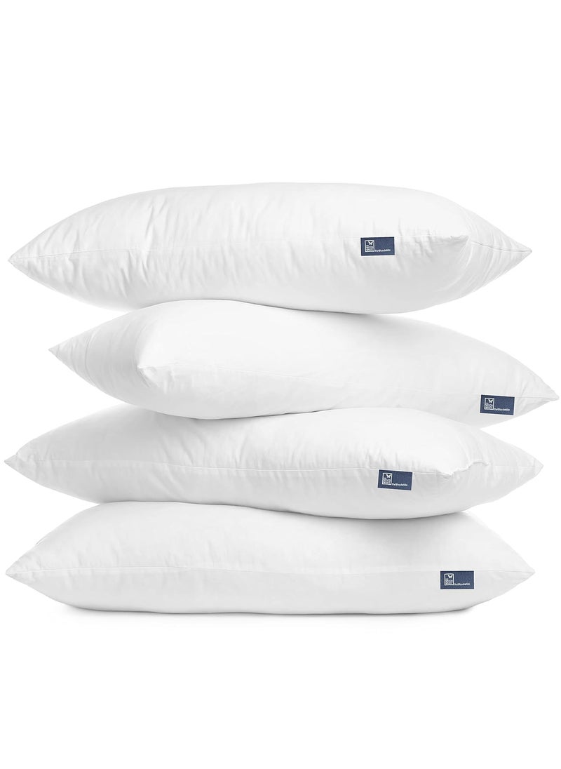 THE WOOD WHITE Microfiber Soft White Medium Firm Pillows Set of 4 in 17 x 27 Inches Pillows for Every Sleep