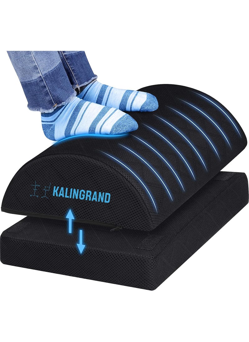 Kalingrand Memory Foam Foot Rest Under Desk for Home Office Ergonomic Height Adjustable Footrest Perfect for Pain Relief and Leg Support Black 6 Inch