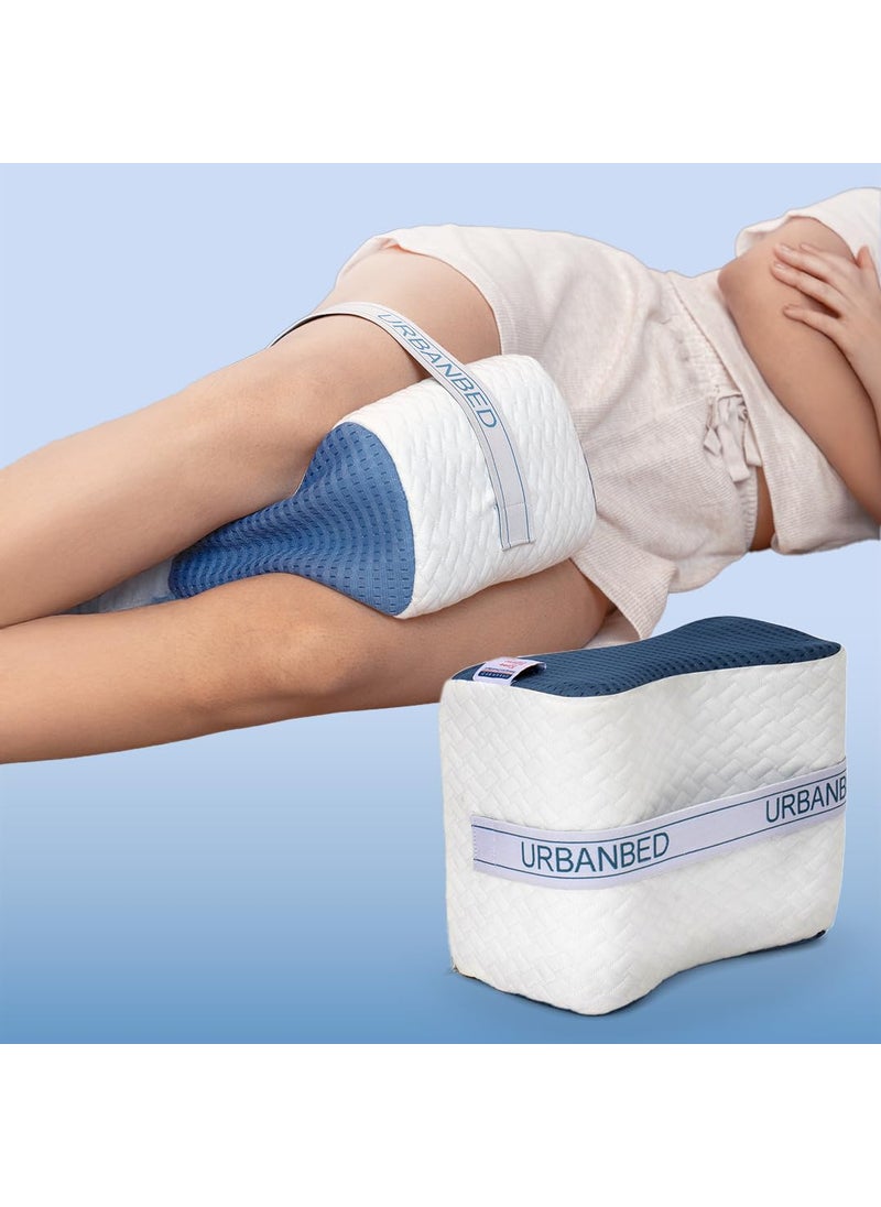 UrbanBed Memory Foam Standard Size Orthopaedic Knee Pillow with Removable White Cover10 x 8 x 6 Inches Relief from Back Pain Leg Hip Joint Pain Pregnancy Post Surgery SciaticaPack of 1