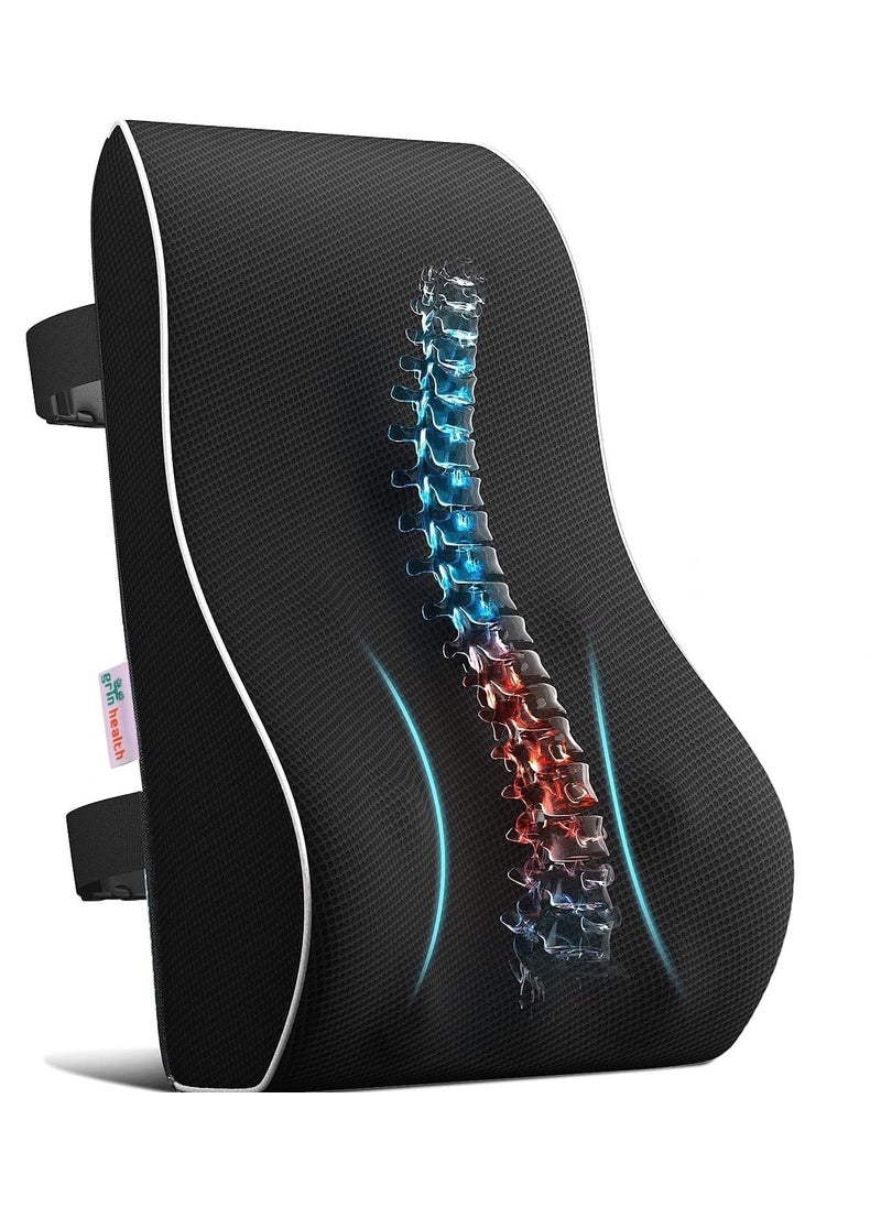 Grin Health Memory Foam Sitright Ortho Lumbar Support For Chair Car Seat Back Support Backrest Lumbar Back Pillow For Back Pain Extra Firm Back Cushion For Sitting Posture High DensityBlackLarge