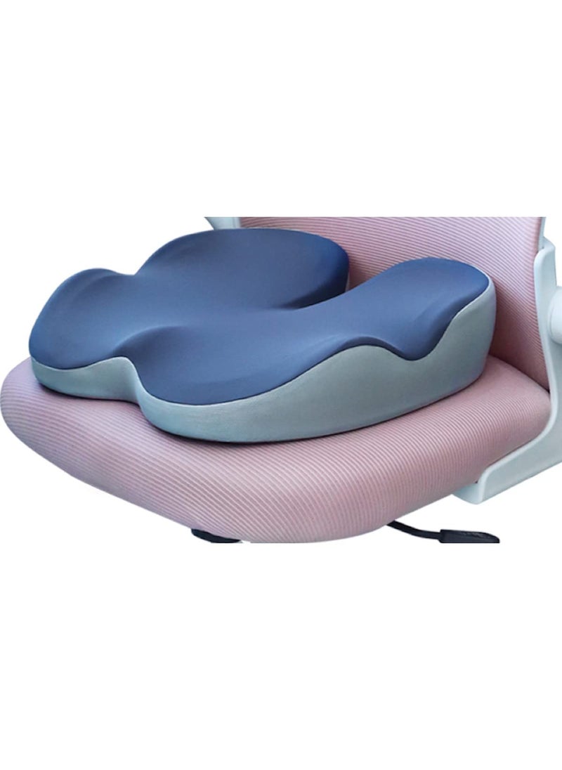 Grin Health SitPlus Seat Cushion with Memory Foam Orthopedic Design for Tailbone Sciatica Lower Back Pain Hip Support Pillow Car Wedge Seat Cushion Sky Blue