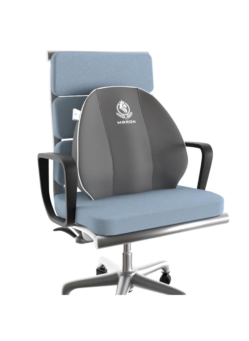 MRRON Cruz Series Orthopedic Back Rest in Memory Foam for Lumbar Supportfor Office Chair Study Chair and Car Seat with Adjustable Long Strap Breathable and Anti Sweat Fabric Grey