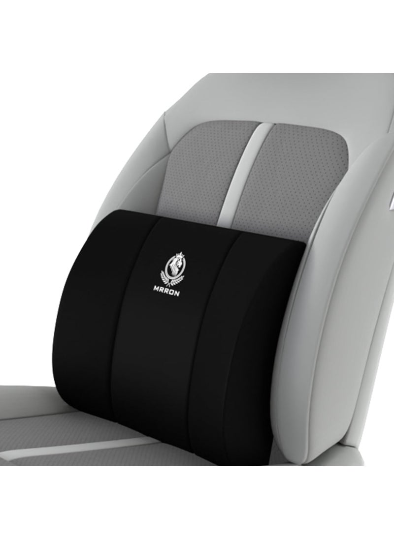 MRRON Lumber Big Orthopedic Backrest Cushion of Memory Foam for Lumbar Support for Office Chair Study Chair Car Seat for Back Pain with Adjustable Belt Breathable Washable Cover Black