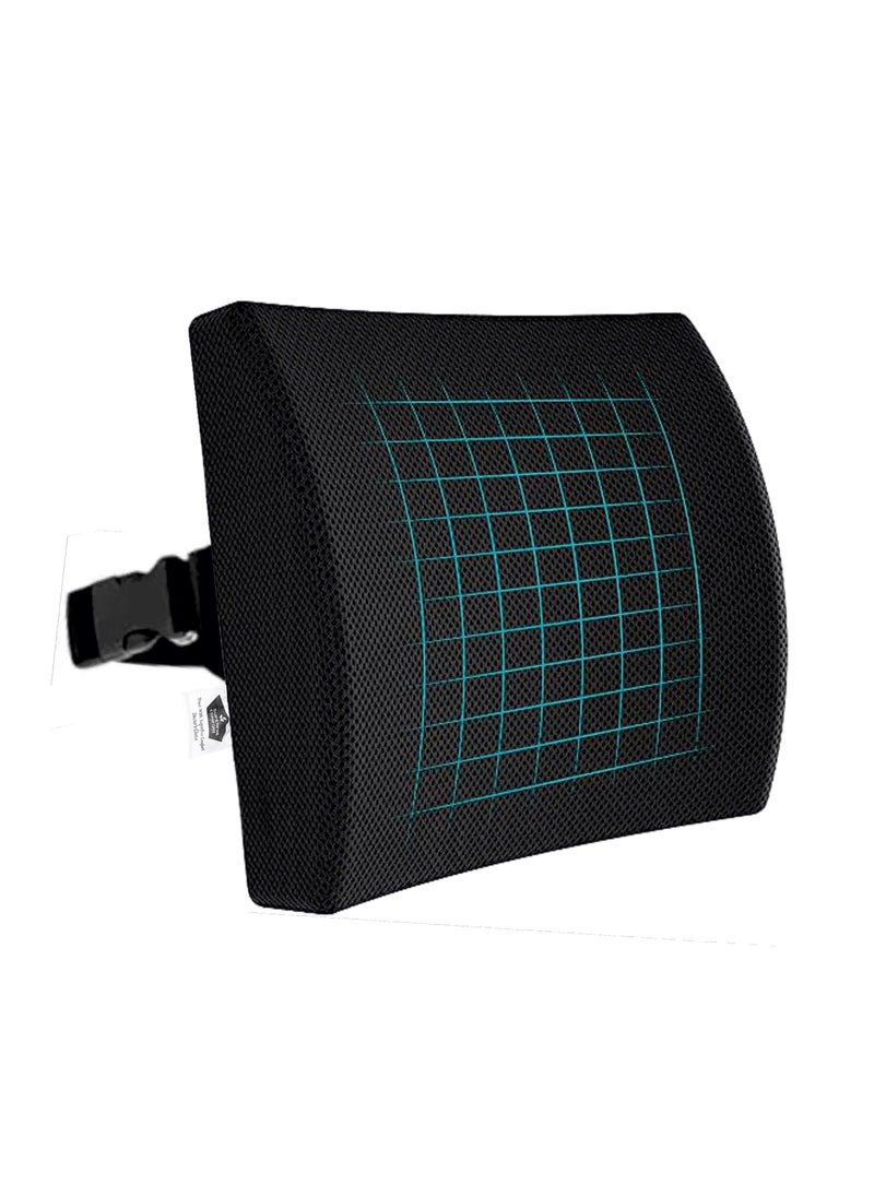 SUPERFINE COMFORT Back Support for Chair Orthopedic Lumbar Support Memory Foam Backrest Cushion Designed for Back Pain Relief Ideal Back Pillow for ComputerOffice Chair Mesh Black