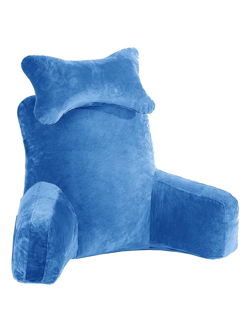 COOZLY Backrest CushionReading PillowBed Rest Pillow with Detachable Neck Roll Arms for Sitting in BedBack Pillows for ReadingWatching TVGamingRelaxing VelvetTurquoise