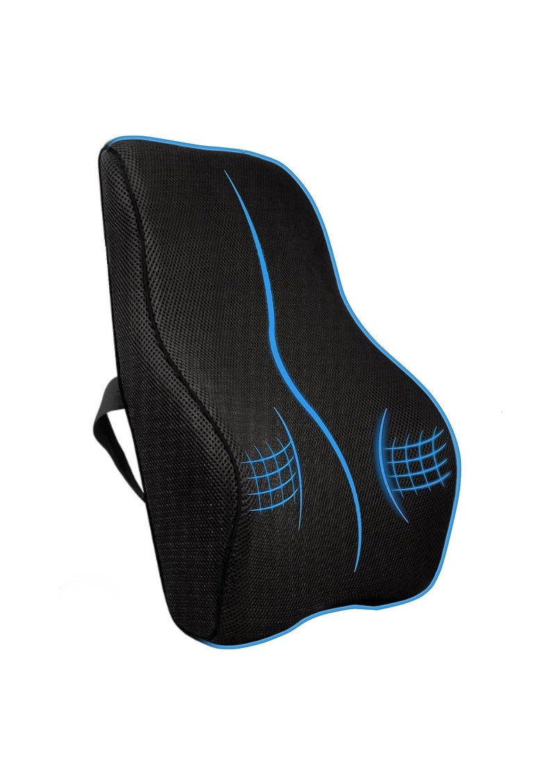 WROPZO Lumbar Support Pillow for Office Chair Back Support for Car Computer Gaming Chair Recliner Memory Foam Back Cushion for Pain Relief Improve Posture Mesh Cover Double
