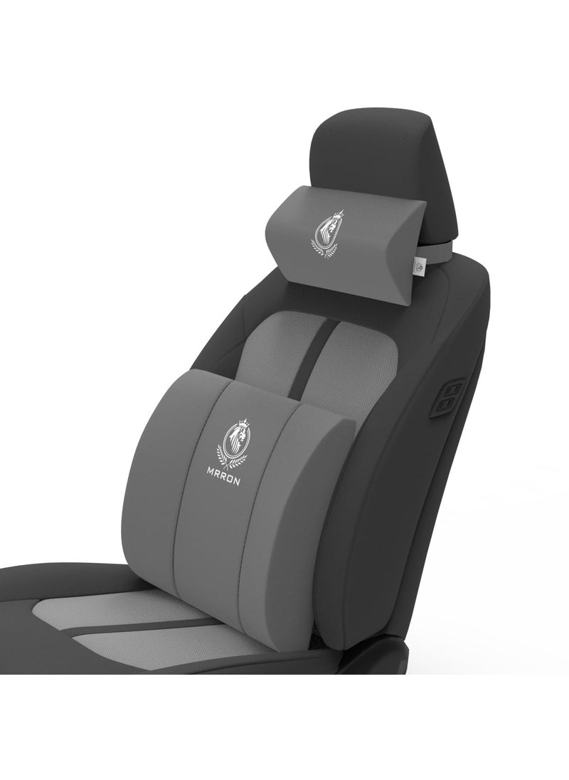 MRRON Berno Lumbar Back Support Neck Rest for Chair Car Seat Orthopaedic Support Memory Foam Backrest Cushion Designed for Back Pain Relief Pillow for Comfortable Sitting Grey
