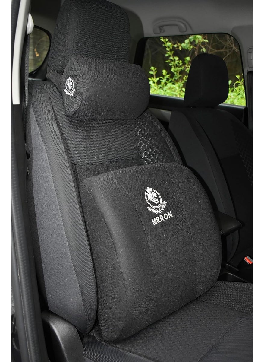 MRRON Faux Lumbar Back Support Neck Rest for Chair Car Seat Orthopaedic Support Memory Foam Backrest Cushion Designed for Back Pain Relief Pillow for Comfortable Sitting Black