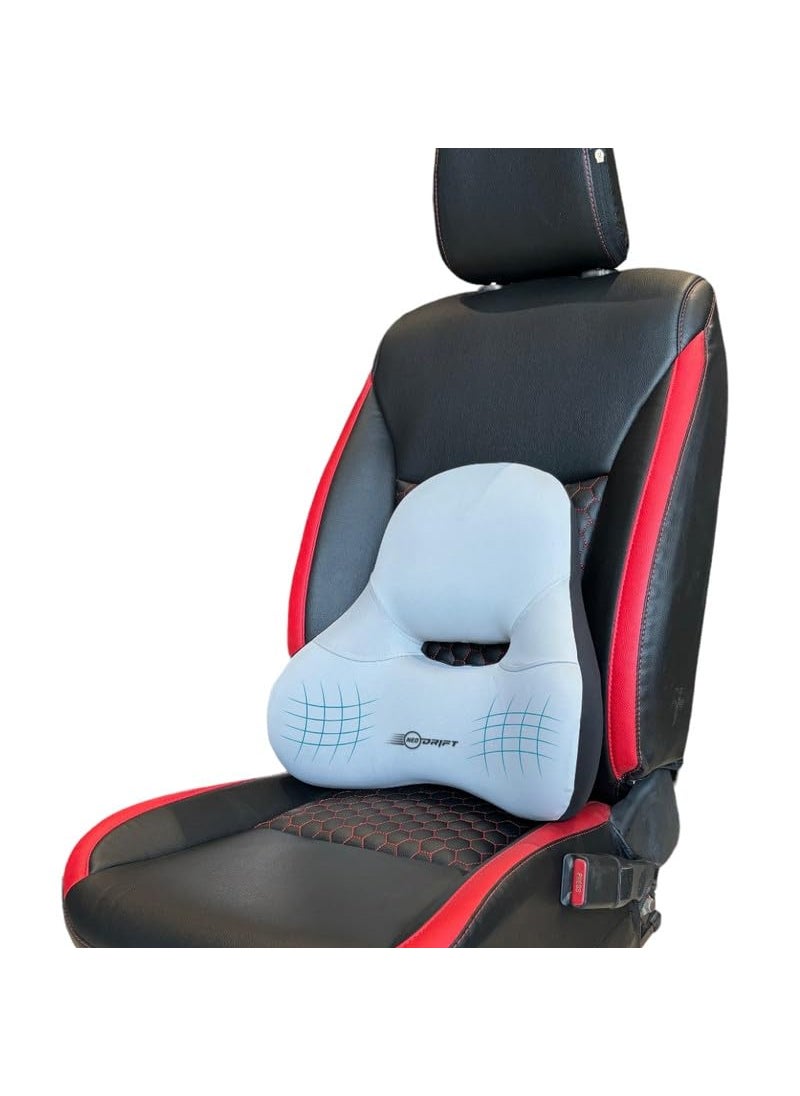 NEODRIFT OrthoFlow Pro Lumbar Backrest Cushion Orthopedic Memory Foam Pillow Support for Lower Back Pain Relief Suitable for Car Seat Office Chair Home Sofa Colour Grey
