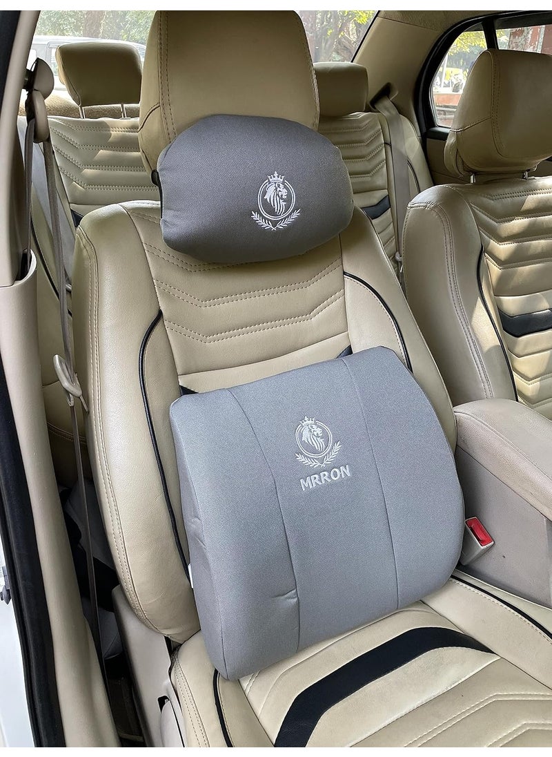 MRRON MIVI Lumbar Back Support Neck Rest for Chair Car Seat Orthopaedic Support Memory Foam Backrest Cushion Designed for Back Pain Relief Pillow for Comfortable Sitting Grey