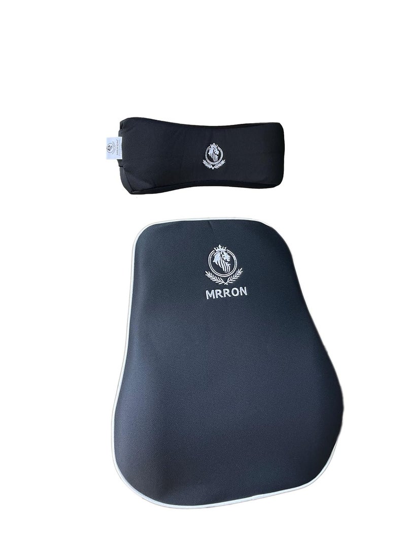 MRRON Brezze Exemphlar Large Back Support Neck Rest for Chair Car Seat Orthopaedic Lumbar Support Memory Foam Backrest Cushion Designed for Pain Relief Pillow for Comfortable Sitting Black