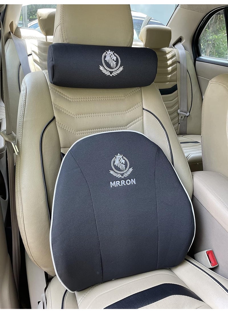 MRRON Celia Cruz Spine Back Support Neck Rest for Chair Car Seat Orthopaedic Lumbar Support Memory Foam Backrest Cushion Designed for Back Pain Relief Pillow for Comfortable Sitting Black