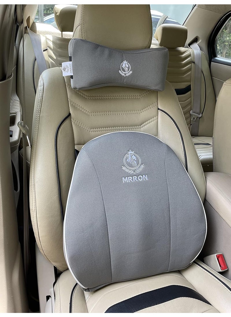 MRRON Brezze Cruz Spine Back Support Neck rest for Chair Car Seat Orthopaedic Lumbar Support Memory Foam Backrest Cushion Designed for Back Pain Relief Pillow for Comfortable Sitting Grey