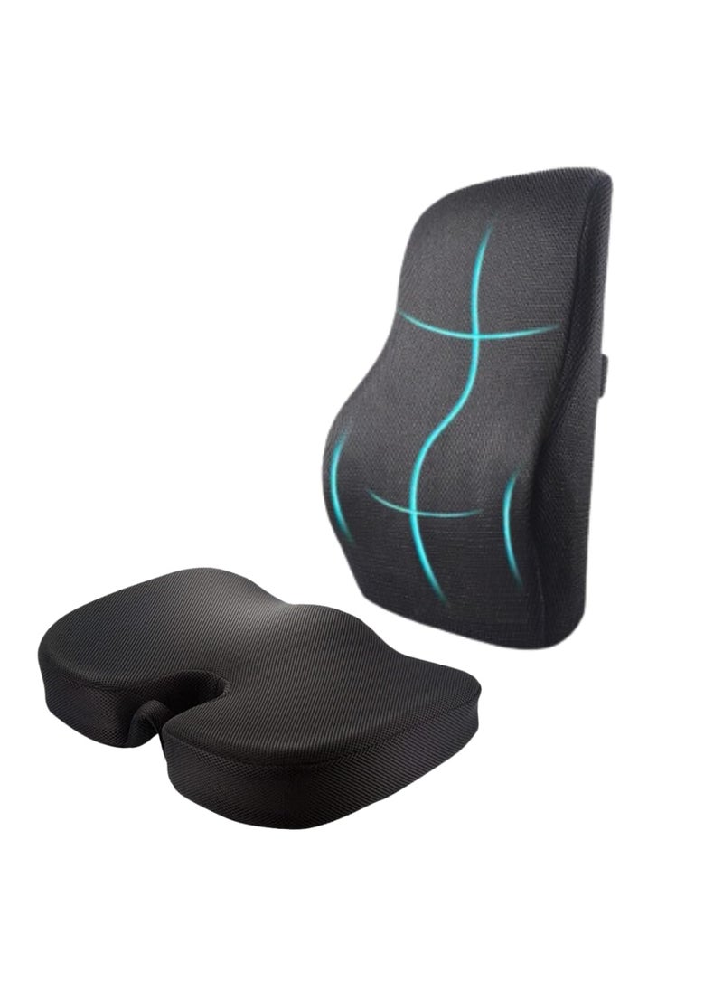 COCOFOAM Lumbar Support Cushion Coccyx Seat Cushion Memory Foam Removable Washable Cover Ideal for Car Sofa Chair Orthopedic Comfort Pain Relief