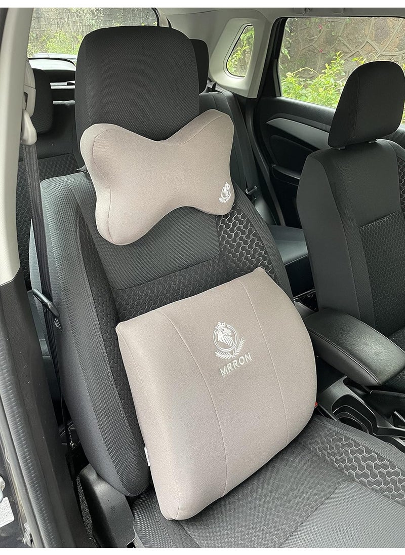 MRRON Bone Lumber Large Back Support Neck Rest for Chair Car Seat Orthopaedic Lumbar Support Memory Foam Backrest Cushion Designed for Back Pain Relief Pillow for Comfortable Sitting Grey