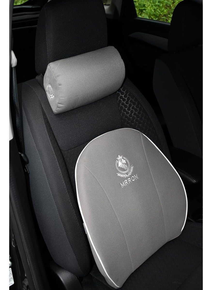 MRRON Faux Cruz Spine Back Support Neck Rest for Chair Car Seat Orthopaedic Lumbar Support Memory Foam Backrest Cushion Designed for Back Pain Relief Pillow for Comfortable Sitting Grey