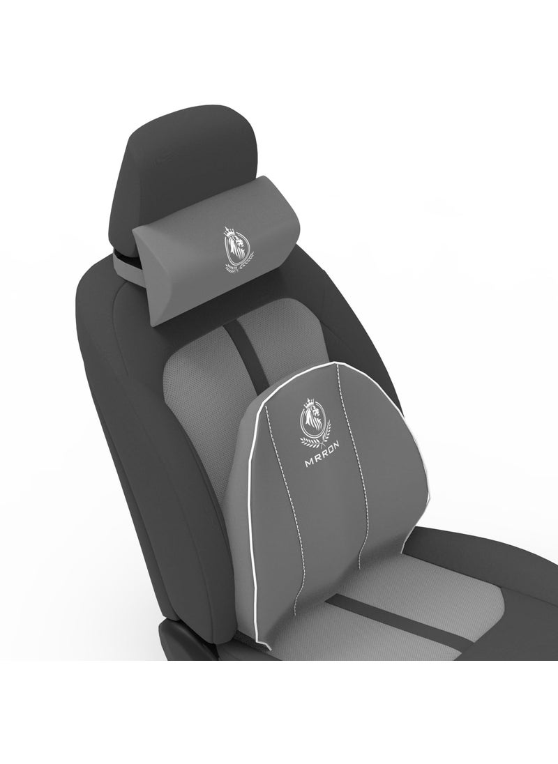 MRRON Berno Cruz Spine Back Support Neck Rest for Chair Car Seat Orthopaedic Lumbar Support Memory Foam Backrest Cushion Designed for Back Pain Relief Pillow for Comfortable Sitting Grey