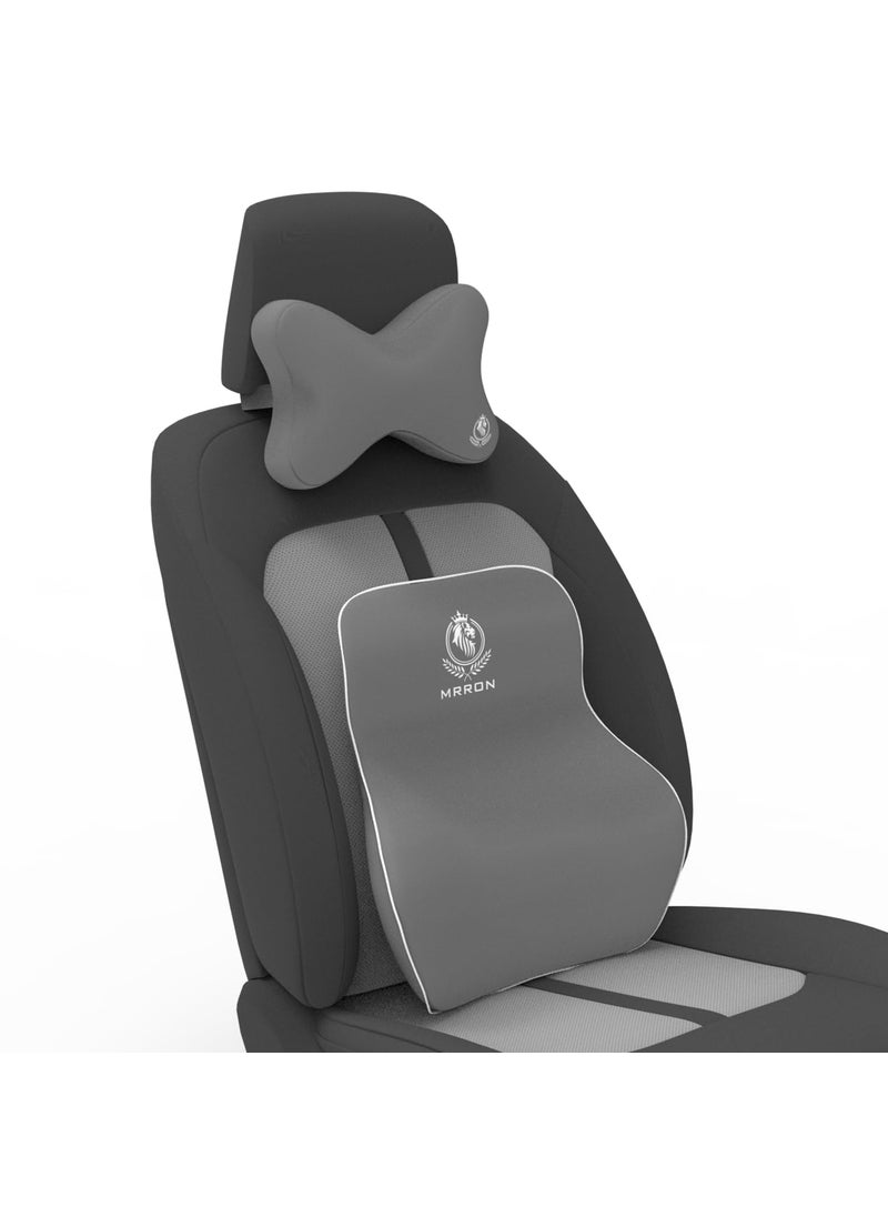 MRRON Bone Exemphlar Large Back Support Neck Rest for Chair Car Seat Orthopaedic Lumbar Support Memory Foam Backrest Cushion Designed for Back Pain Relief Pillow for Comfortable Sitting Grey