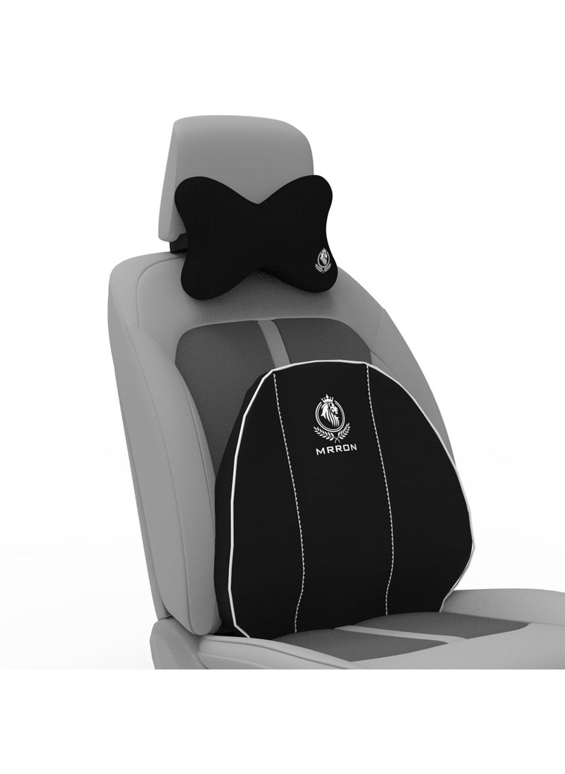 MRRON Bone Cruz Large Back Support Neck Rest for Chair Car Seat Orthopaedic Lumbar Support Memory Foam Backrest Cushion Designed for Back Pain Relief Pillow for Comfortable Sitting Black