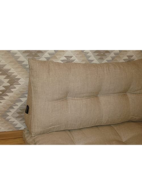 INDIAN DECOR 99191 Headboard PillowBed backrest Pillow Cushion Linen Pillow Triangular Backrest Cushion Natural Cotton Lumbar Cushion Pack of 1 Color Beige Size 1002150cm