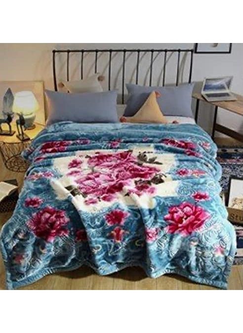 ELSTONE HOME Ultra Soft Pure Luxurious Embossed Very Warm Korean Mink Blankets Single Bed Double ply for Winter 60 x 90 Inch Multicolor