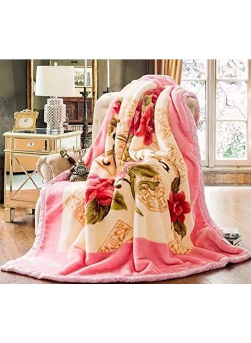 ELSTONE Home Ultra Soft Pure Luxurious Embossed Very Warm Korean Mink Blankets Single Bed Double ply for Winter 60 x 90 Inch Multicolor Pack of 1 Multicolor18