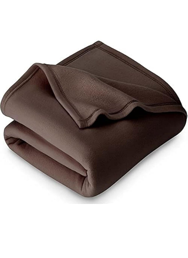 VAS COLLECTIONS 300 TC All Season SolidPlain lightweight Polar Fleece Single Bed Blanket 152 x 230 cm Brown