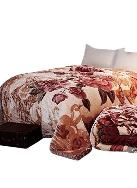 OMAJA HOME Silky Soft Floral Single Bed Double Ply Embossed Silky Mink Blanket for Winters Embossed Design Pack of 1