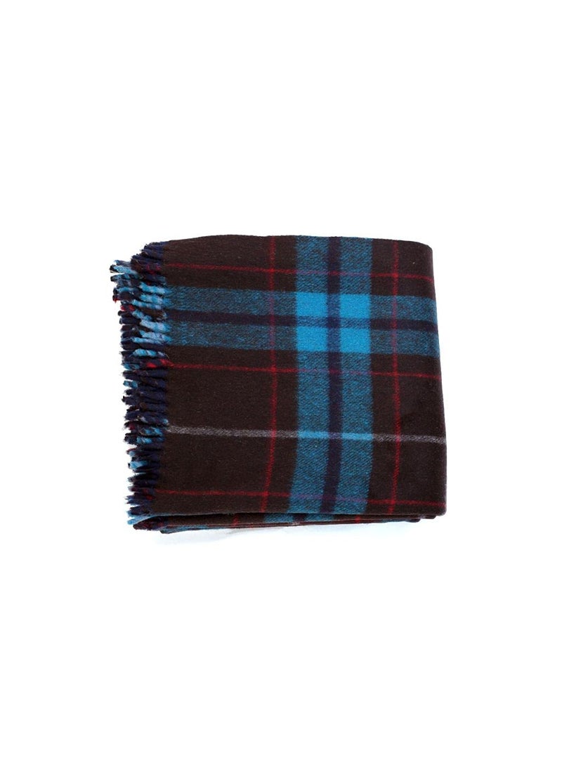 OMAJA HOME Luxury Kashmiri Marino Hoziery Pure Woolen Blanket Single Bed for HotelGuest HouseHospital Blue and Black Pack of 1