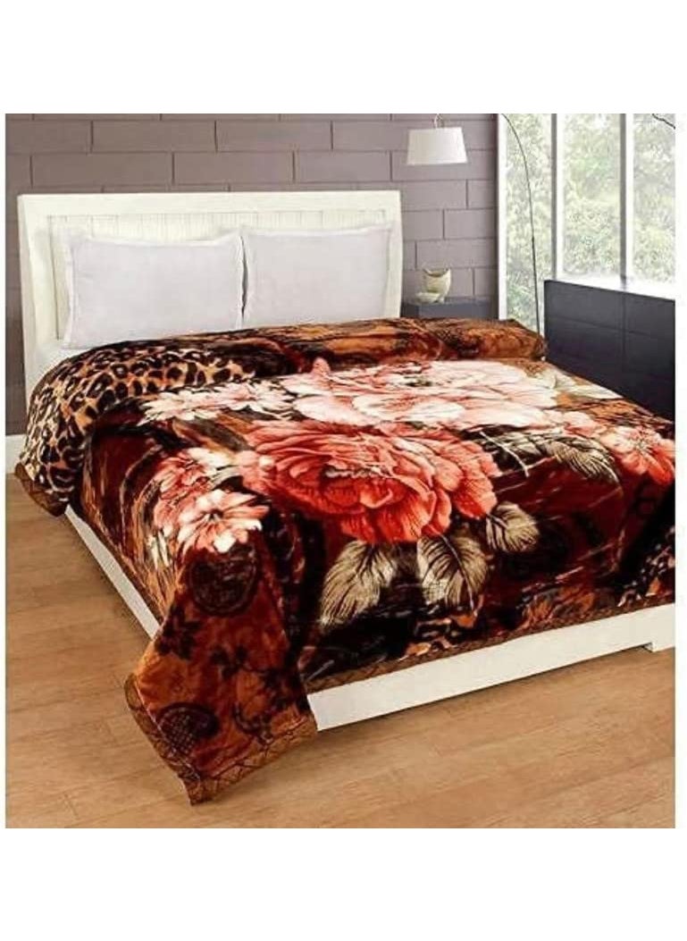 OMAJA HOME Floral Embossed Double Bed Mink Blanket for Winter Super Soft and Plush Flower Print Winter Blankets Soft Warm Queen Size Mink Blanket for AC 86 x 94 Inches Pack of 1 Color1