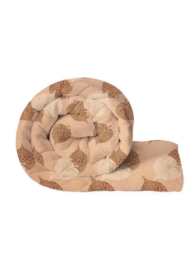 IVAZA Microfibre All SeasonACSummer Floral Printed Reversible Double Bed Comforter Blanket Blanket Dohar Duvets 220 GSM Brown Leaf