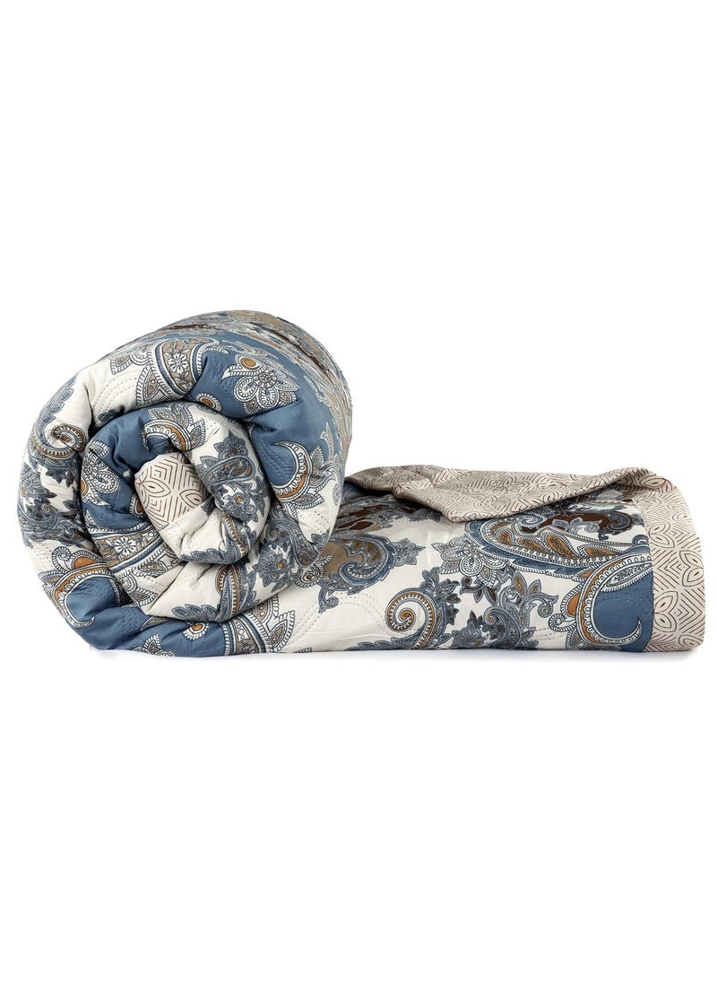 HOMEKART Reversible Microfiber Double Bed BlanketAC ComforterDuvetDohar Super Soft All Weather Seasons 120 GSM Teal Blue White