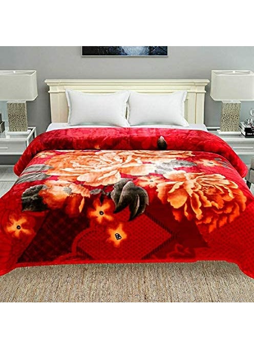 Bezzilish Home Cotton Mink Silk Touch Double Bed Ply Blanket for Heavy Winters Multicolor King Size