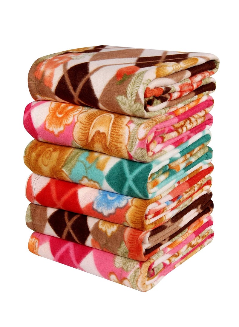 VAS Collections All Season Multipurpose Polar Single Bed Printed Assorted Multicolor Lightweight Blanket Set of 6 225 X 152 CM Fleece Breathable
