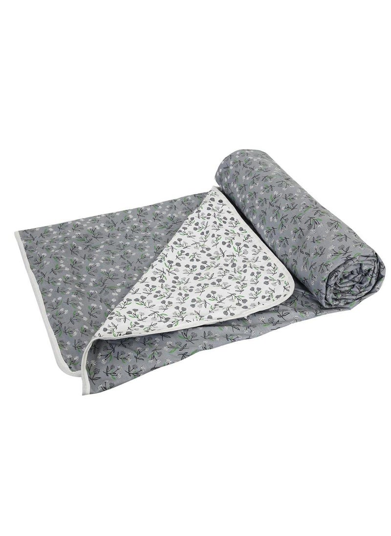 CK CREATION Pure Cotton Reversible AC BlanketDohar for Home Single Bed 58 x 88AC Blanket Soft LightWeight Bed Blanket100 Cotton Malmal Single Bed Dohar Cotton Grey Flower