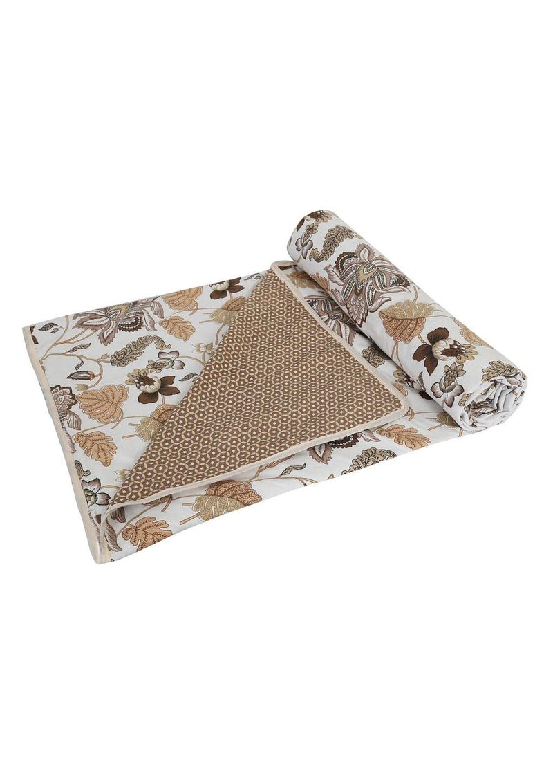 CK CREATION Pure Cotton Reversible AC BlanketDohar for Home Single Bed 58 x 88AC Blanket Soft LightWeight Bed Blanket100 Cotton Malmal Single Bed Dohar CottonBrown Flower