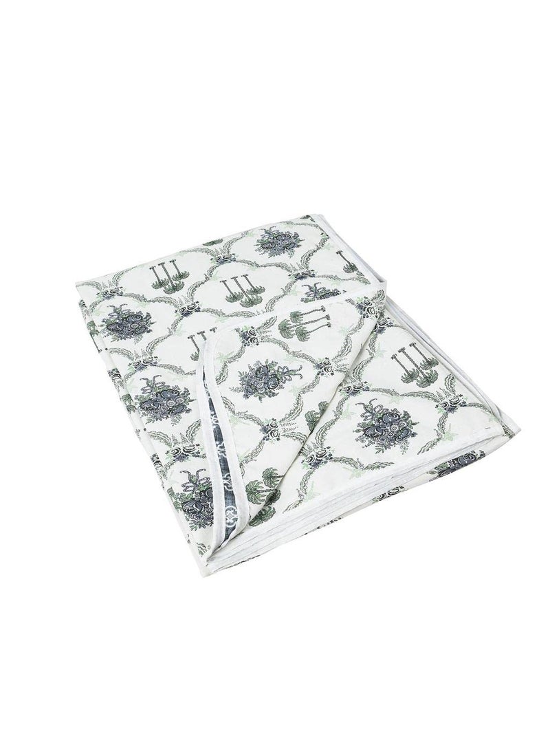 CK CREATION Pure Cotton Reversible AC BlanketDohar for Home Single Bed 58 x 88AC Blanket Soft LightWeight Bed Blanket100 Cotton Malmal Single Bed Dohar CottonWhite Grey Flower